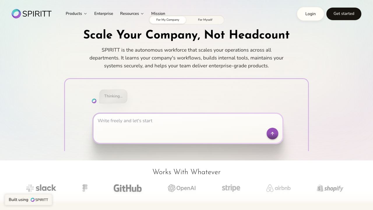 Spiritt website screenshot
