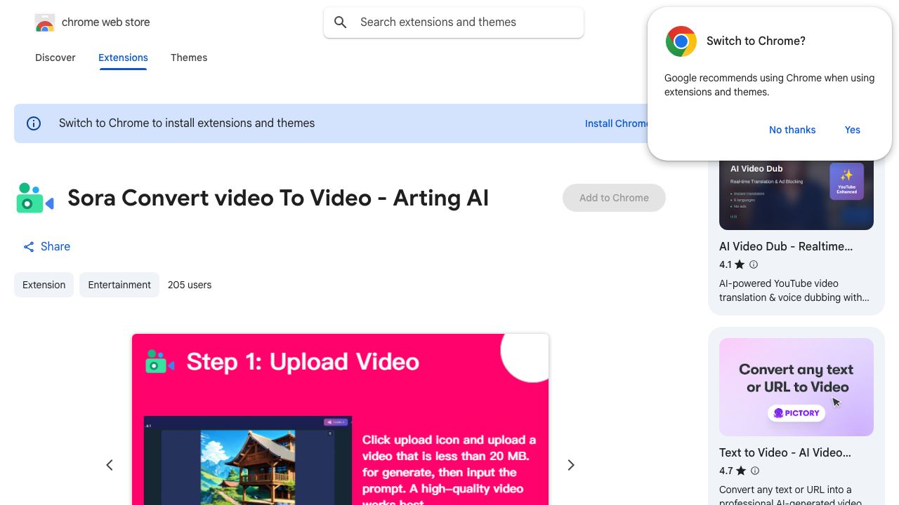 Sora Video To Video - Arting AI website screenshot