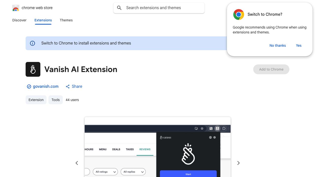 Vanish Extension V2 网站截图