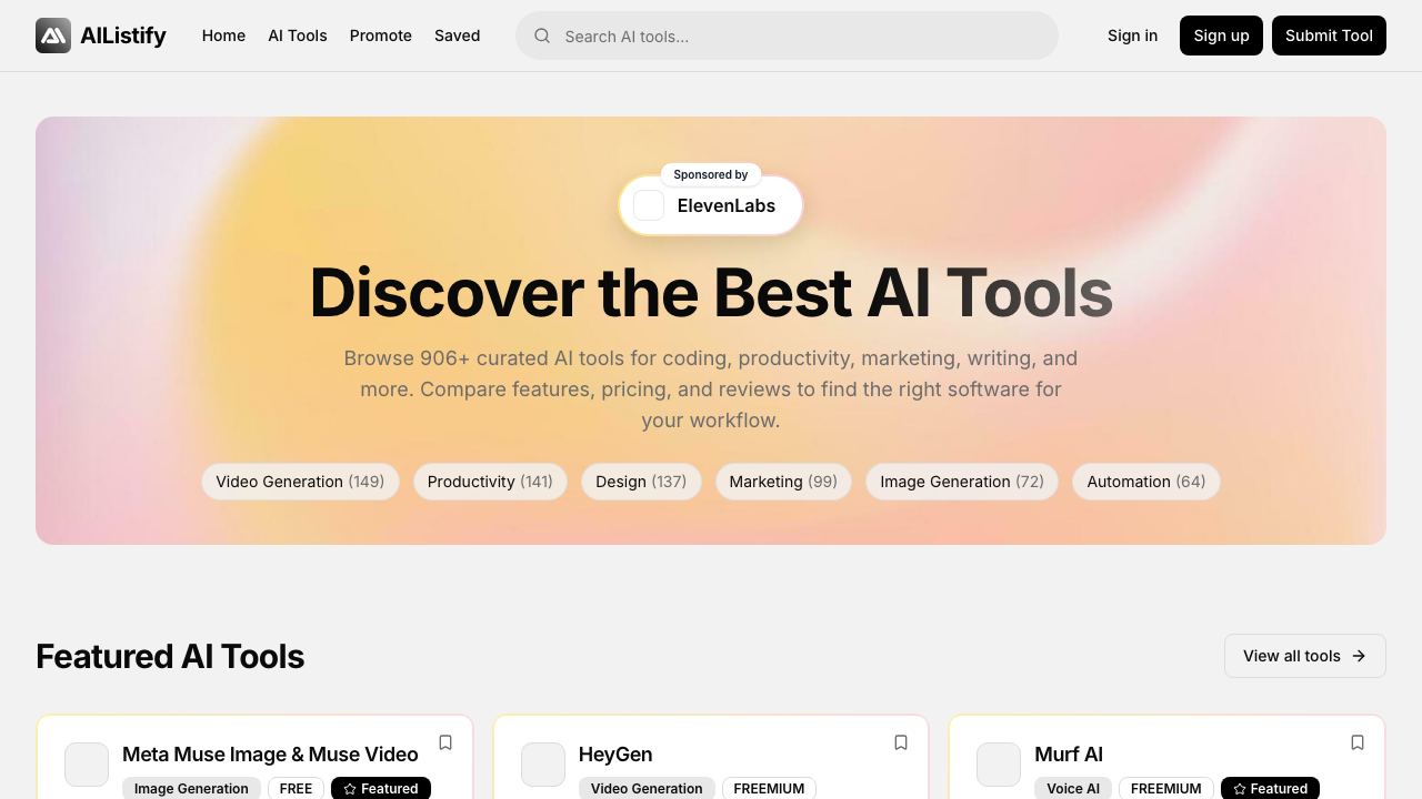AI Listify 网站截图