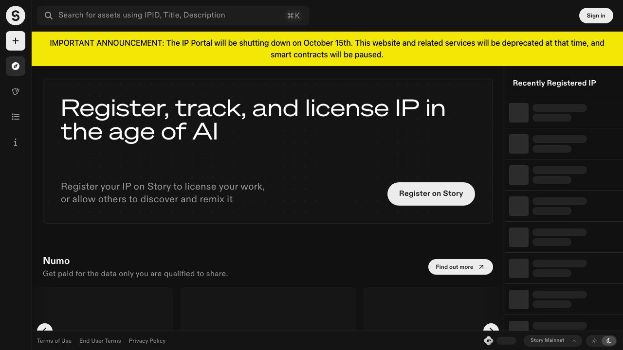 IP Portal website screenshot