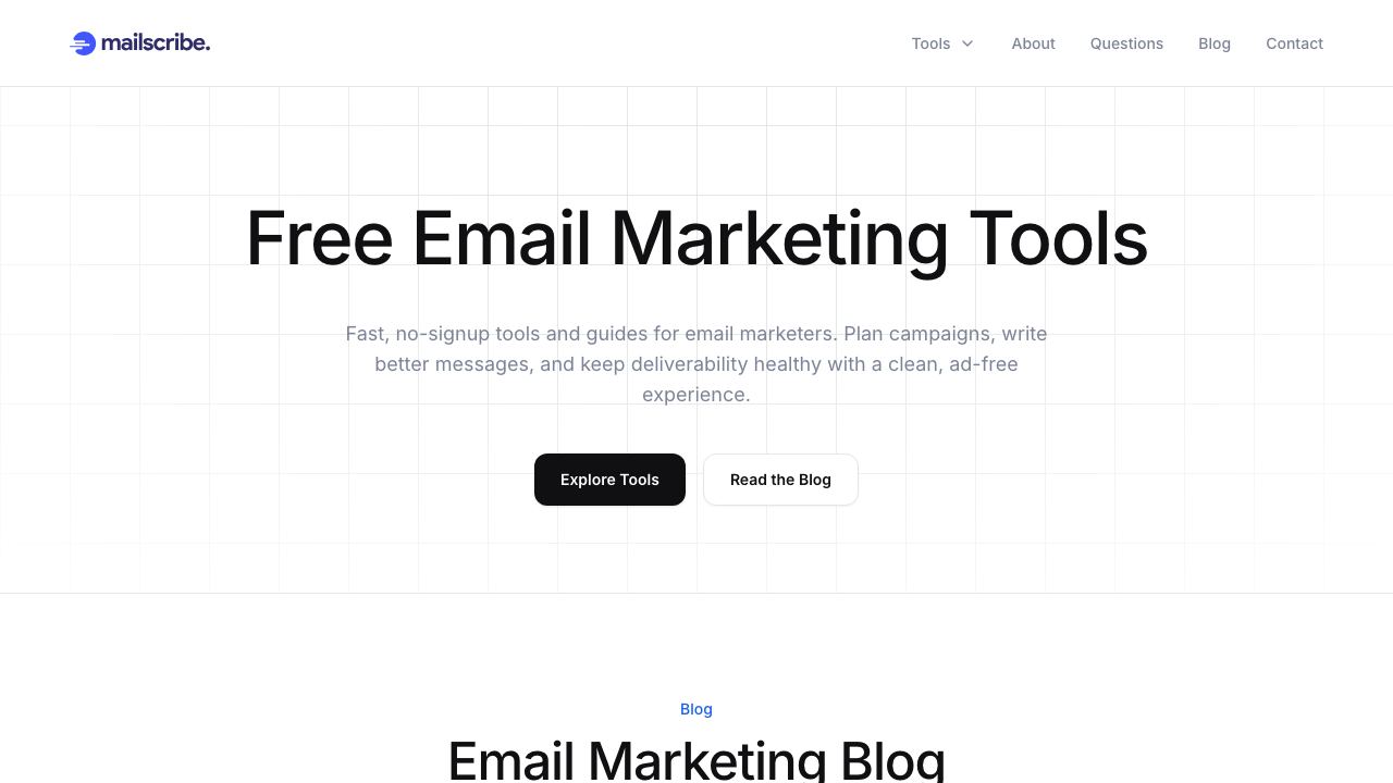Mailscribe website screenshot