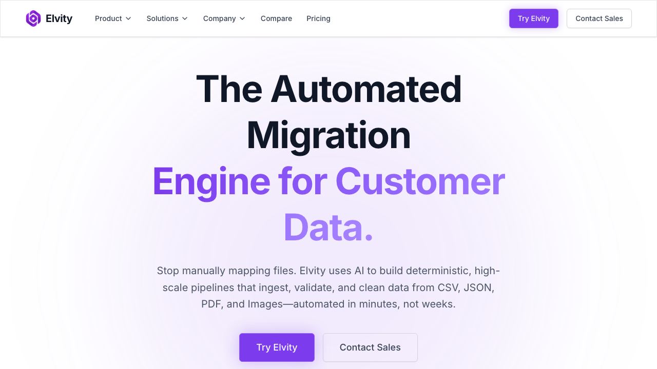 Elvity AI 网站截图