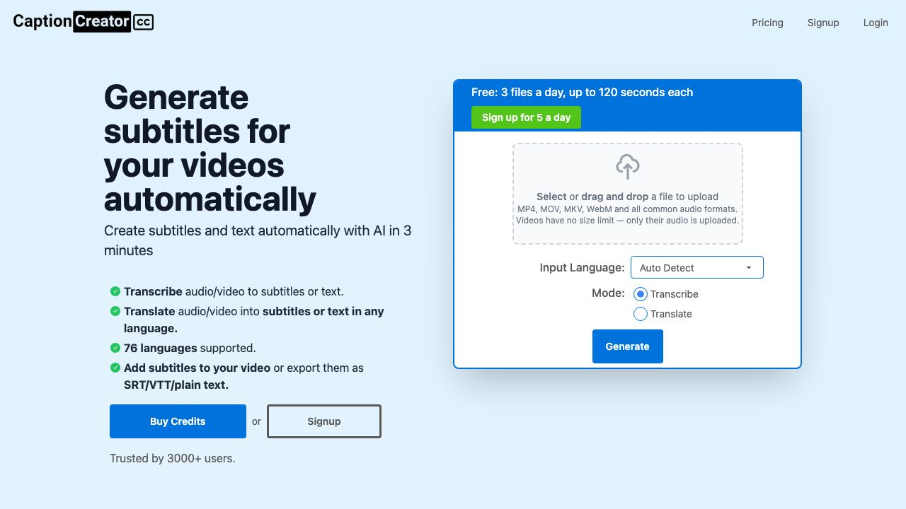 CaptionCreator 网站截图