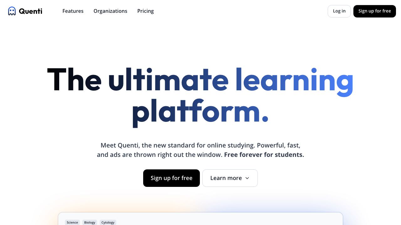 Quenti website screenshot