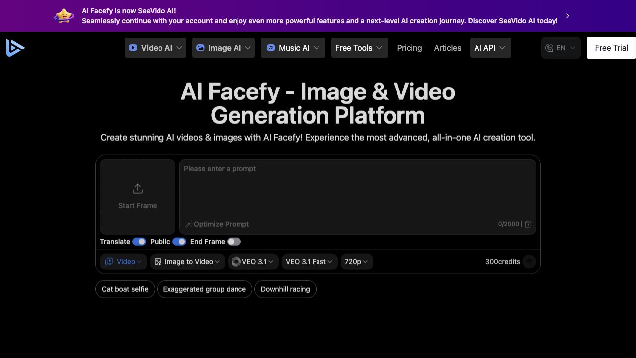 Free AI Face Swap 网站截图