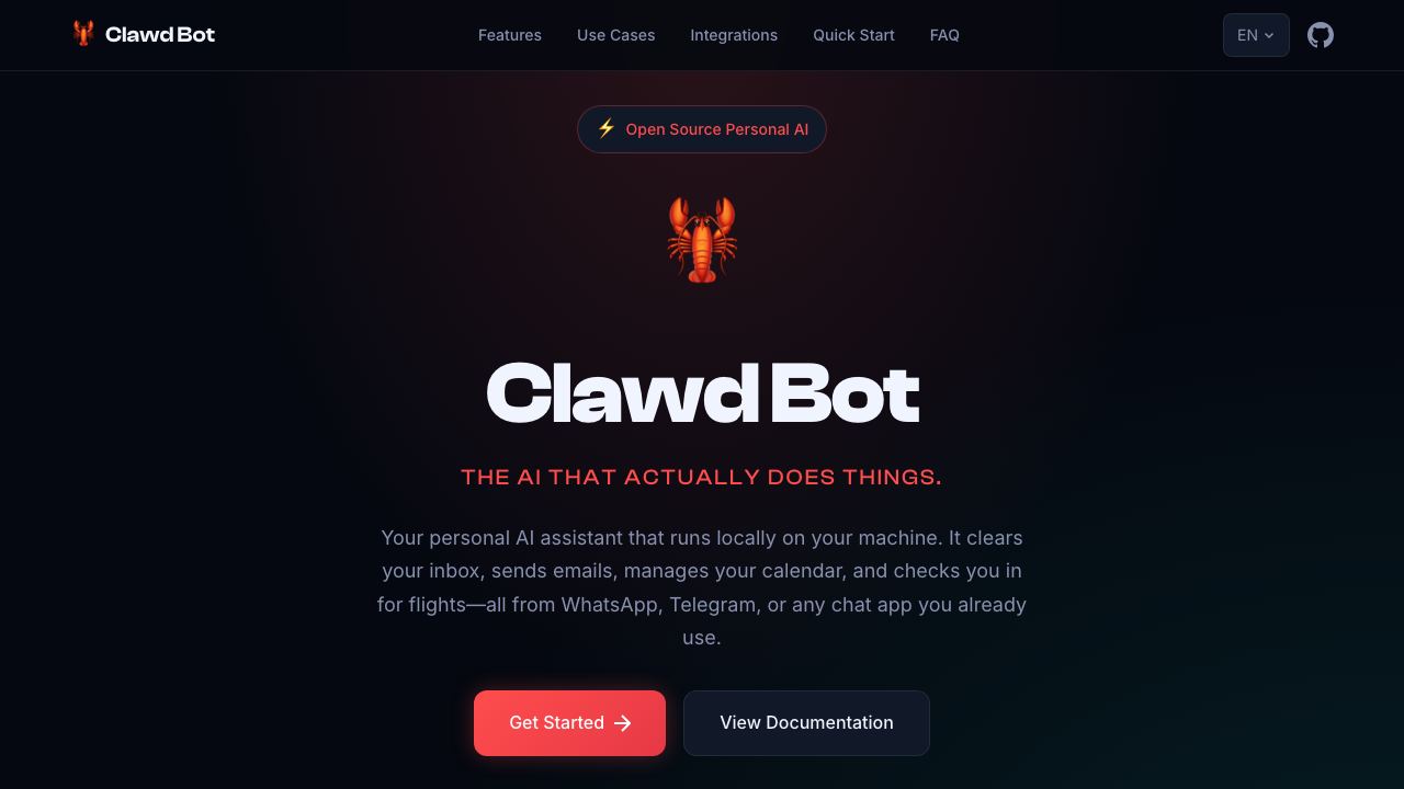 Clawd Bot 网站截图
