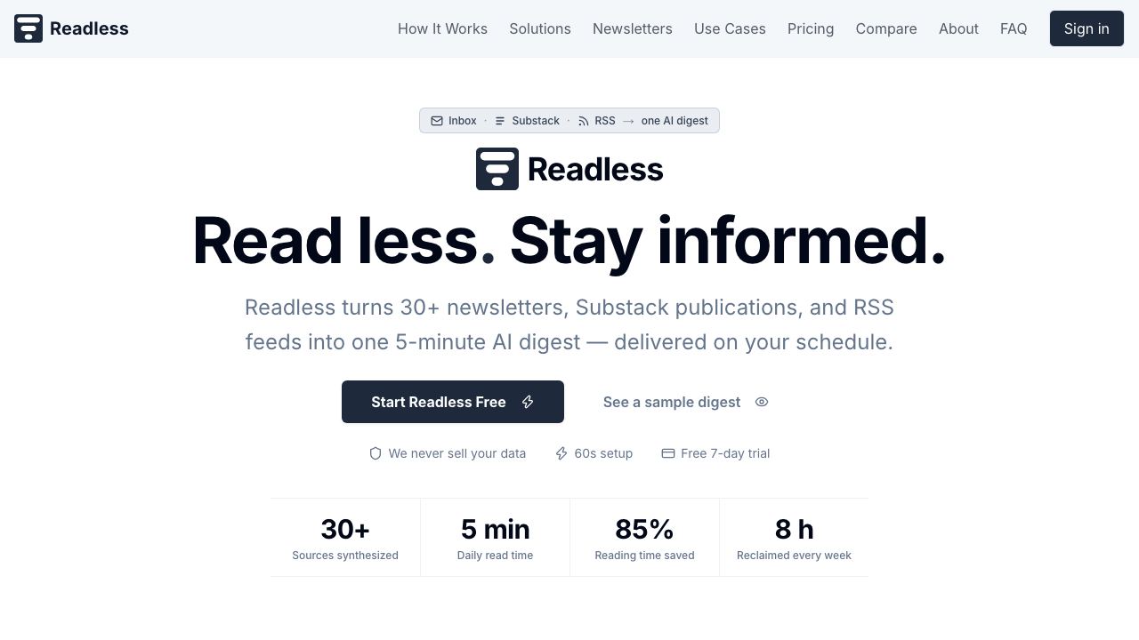 Readless website screenshot