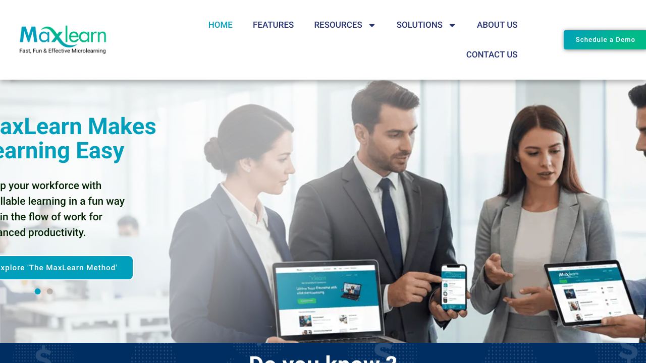 MaxLearn Microlearning Platform website screenshot