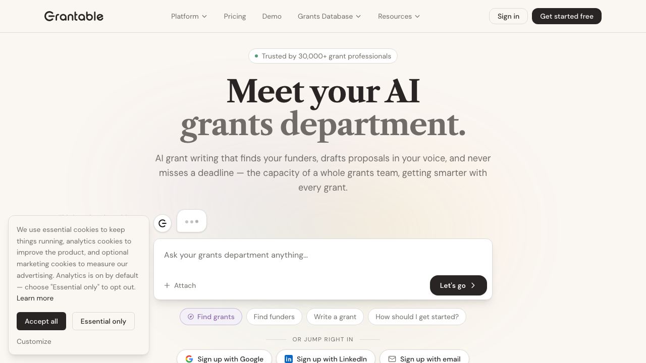 Grantable 网站截图
