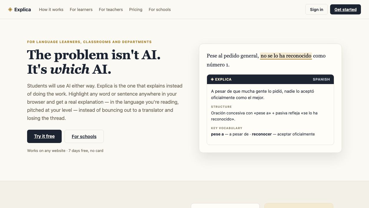 Explica AI website screenshot