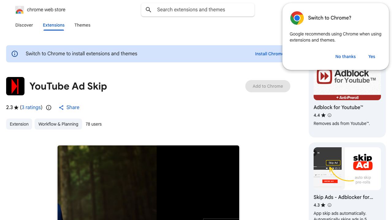 YouTube Ad Skip 网站截图