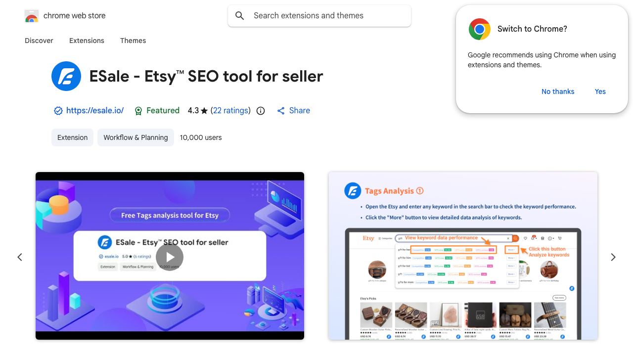 ESale - Etsy™ SEO tool for seller 网站截图