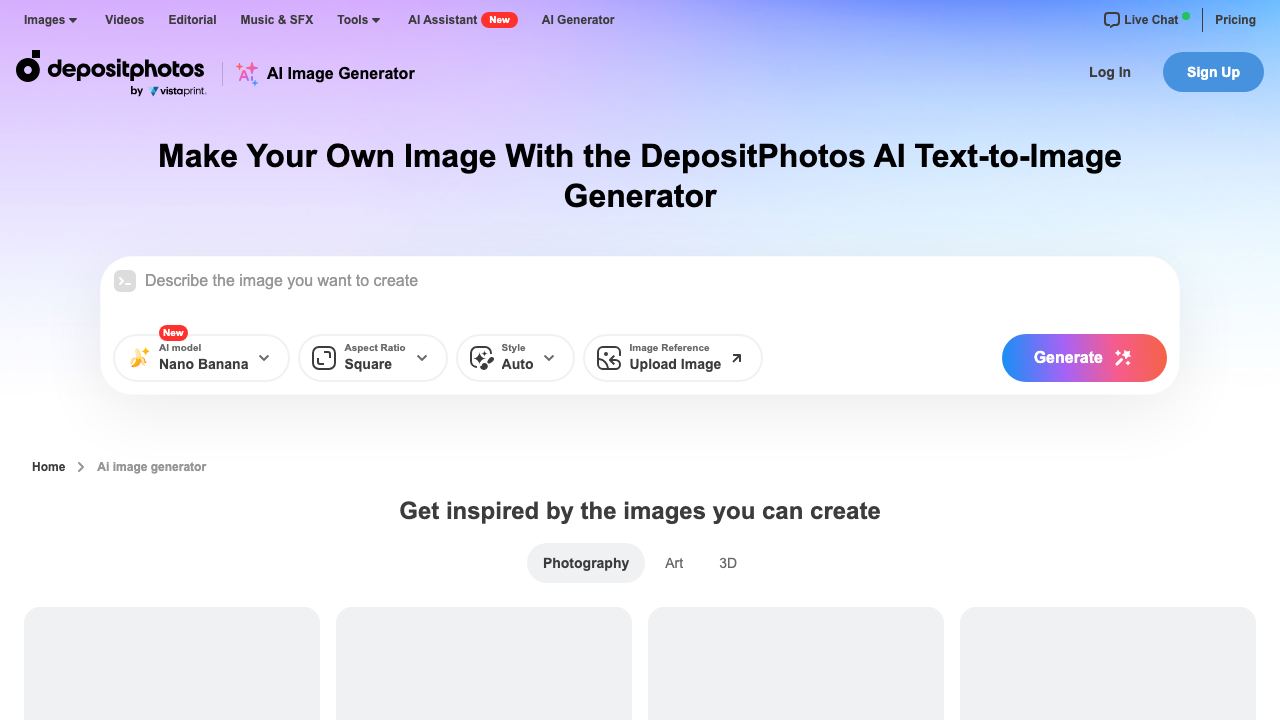 AI Image Generator by DepositPhotos 网站截图