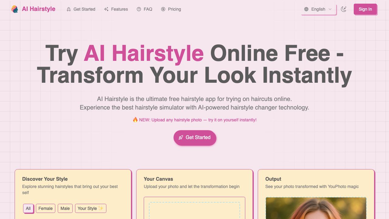 AI Hairstyle- 网站截图