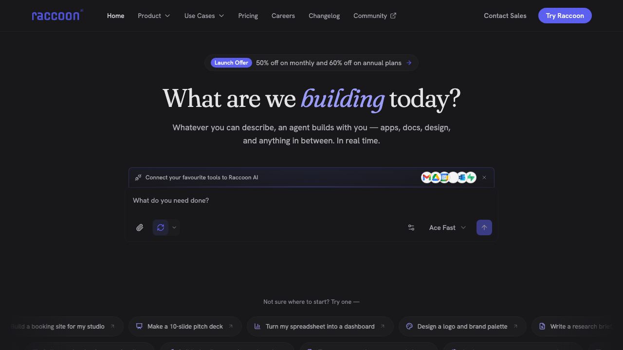 Raccoon AI website screenshot