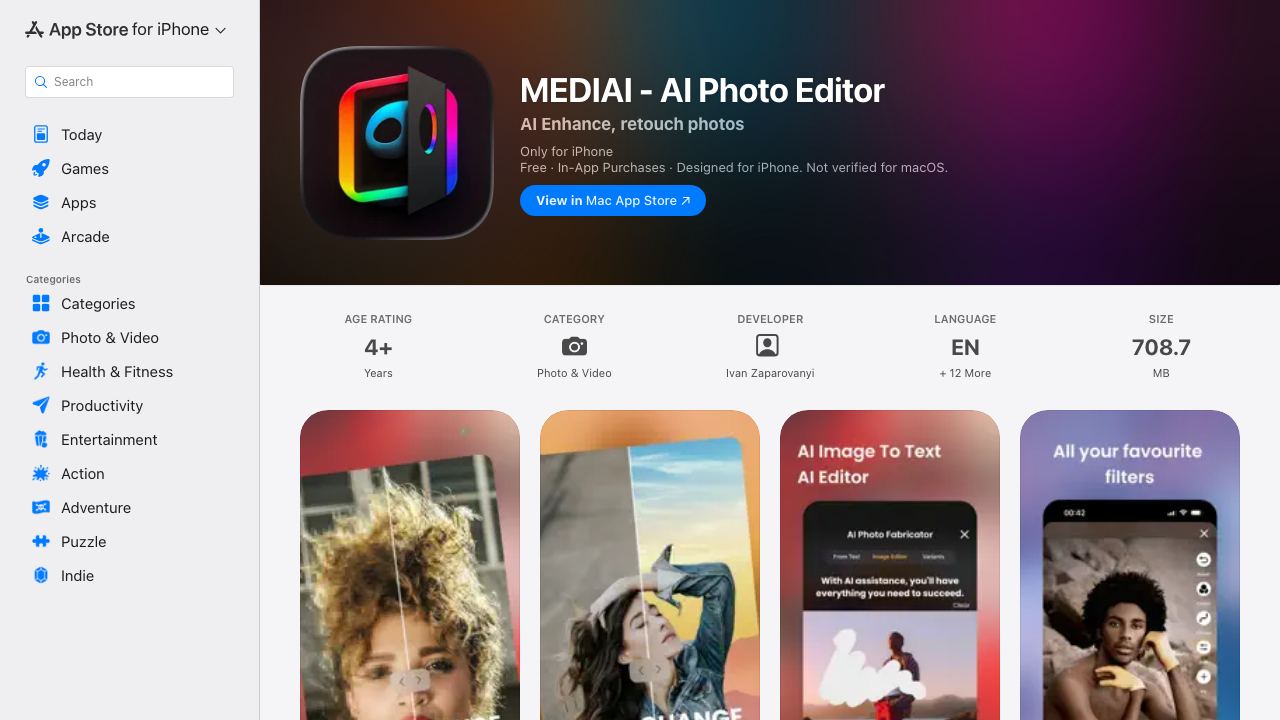MEDIAI - AI Photo Editor 网站截图