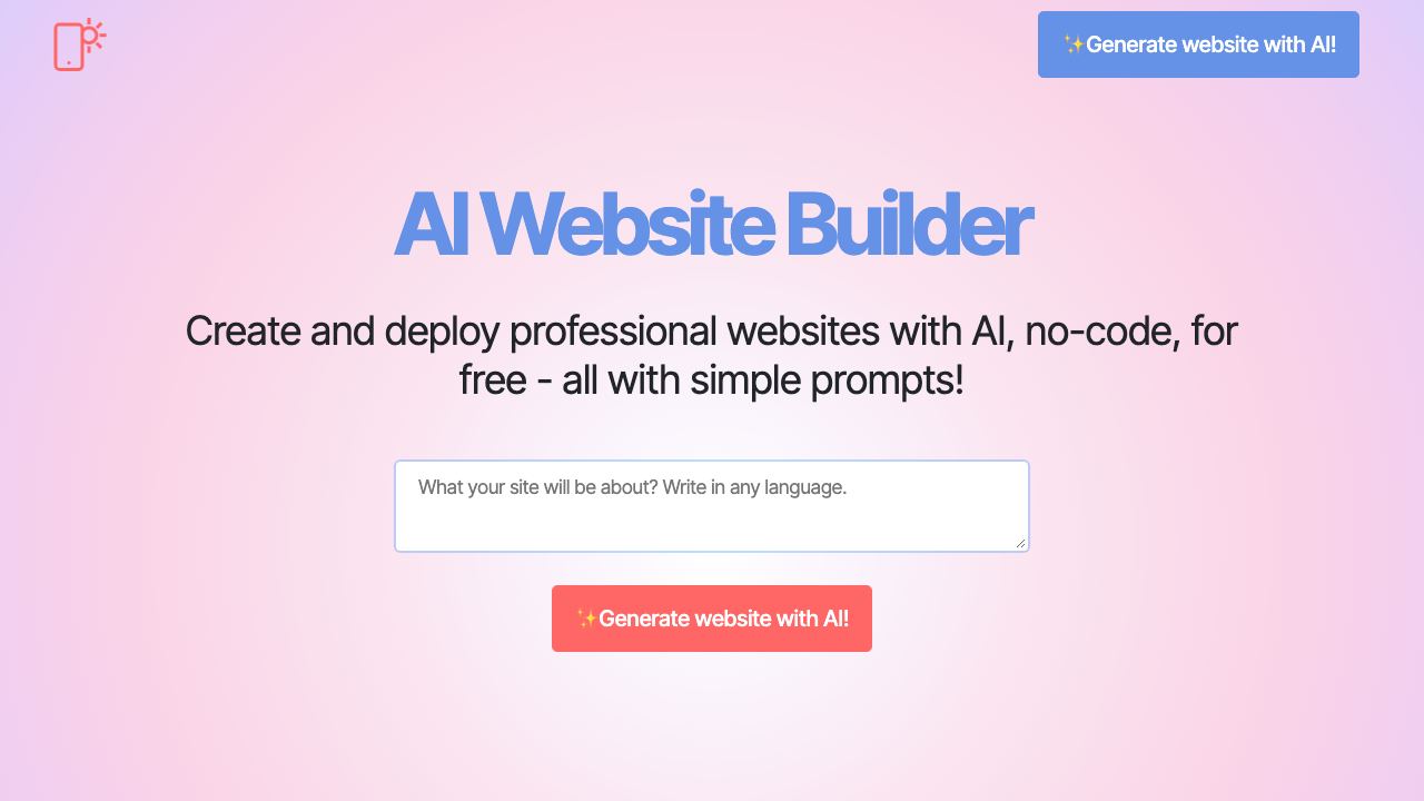 Mobirise AI Website Builder website screenshot