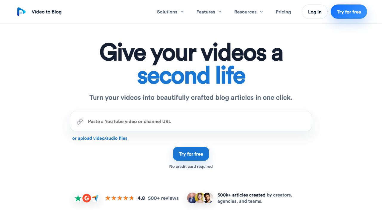 Video to Blog 网站截图