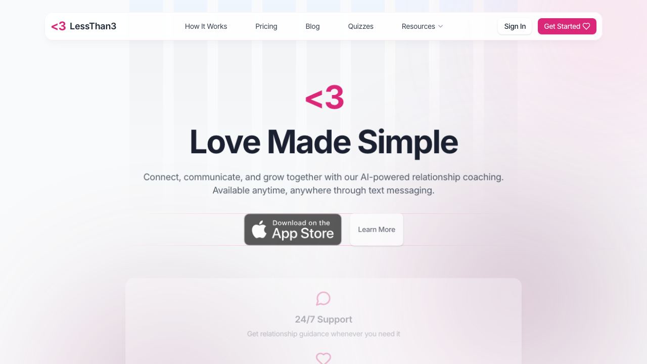 LessThan3 AI Relationship Counseling 网站截图