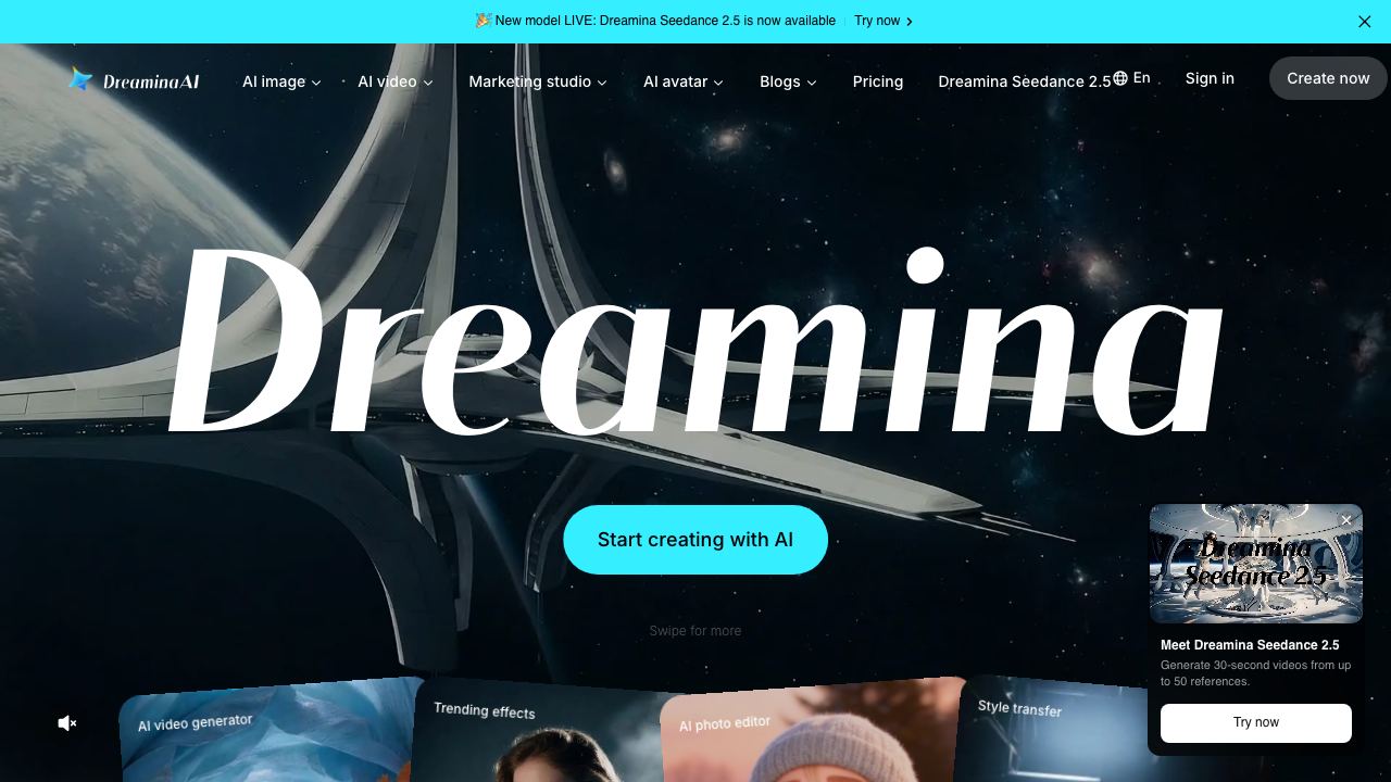 Dreamina 网站截图