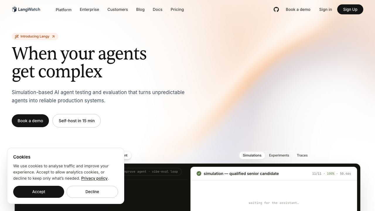 LangWatch website screenshot