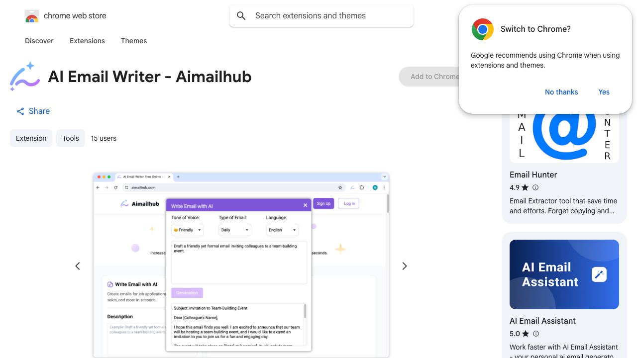Aimailhub website screenshot