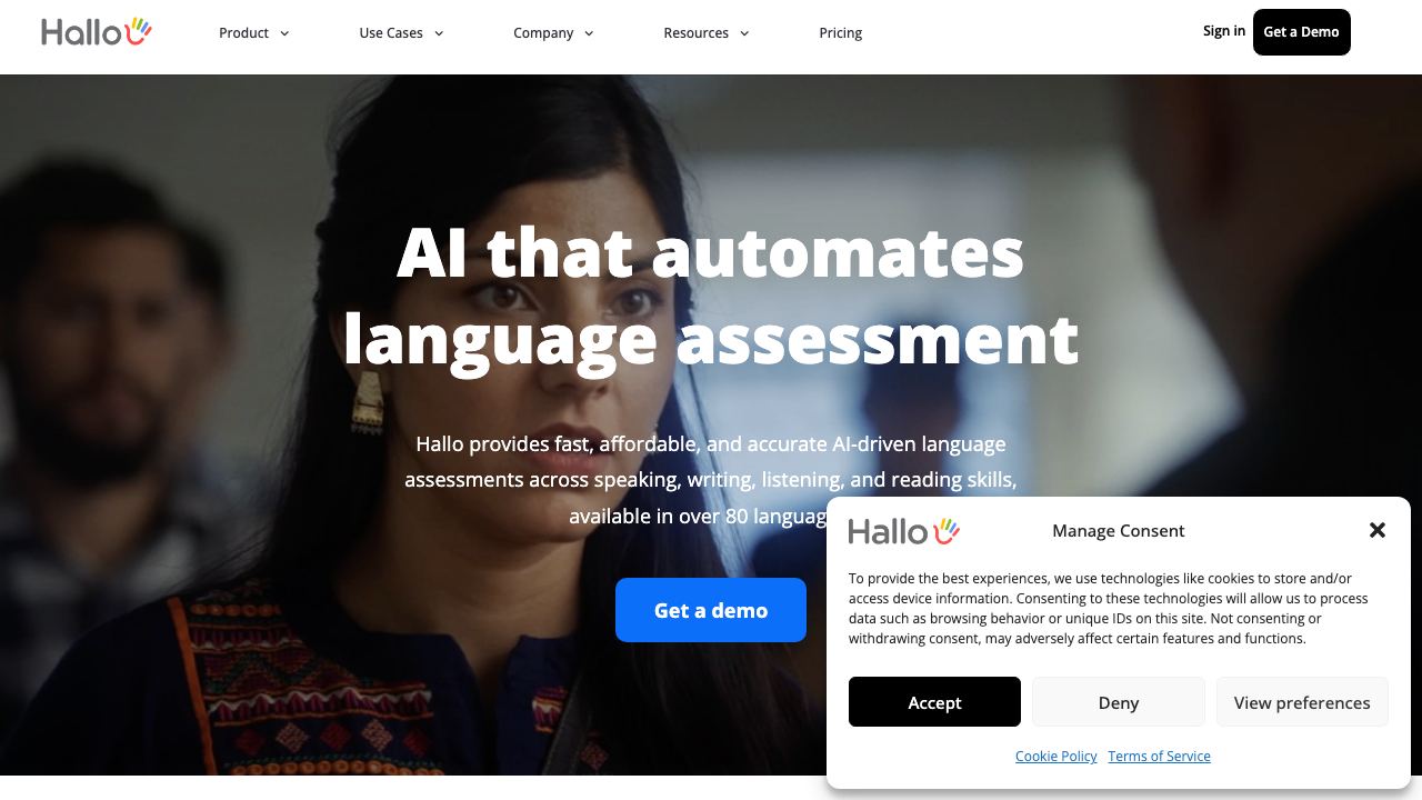 Hallo - AI Language Learning 网站截图