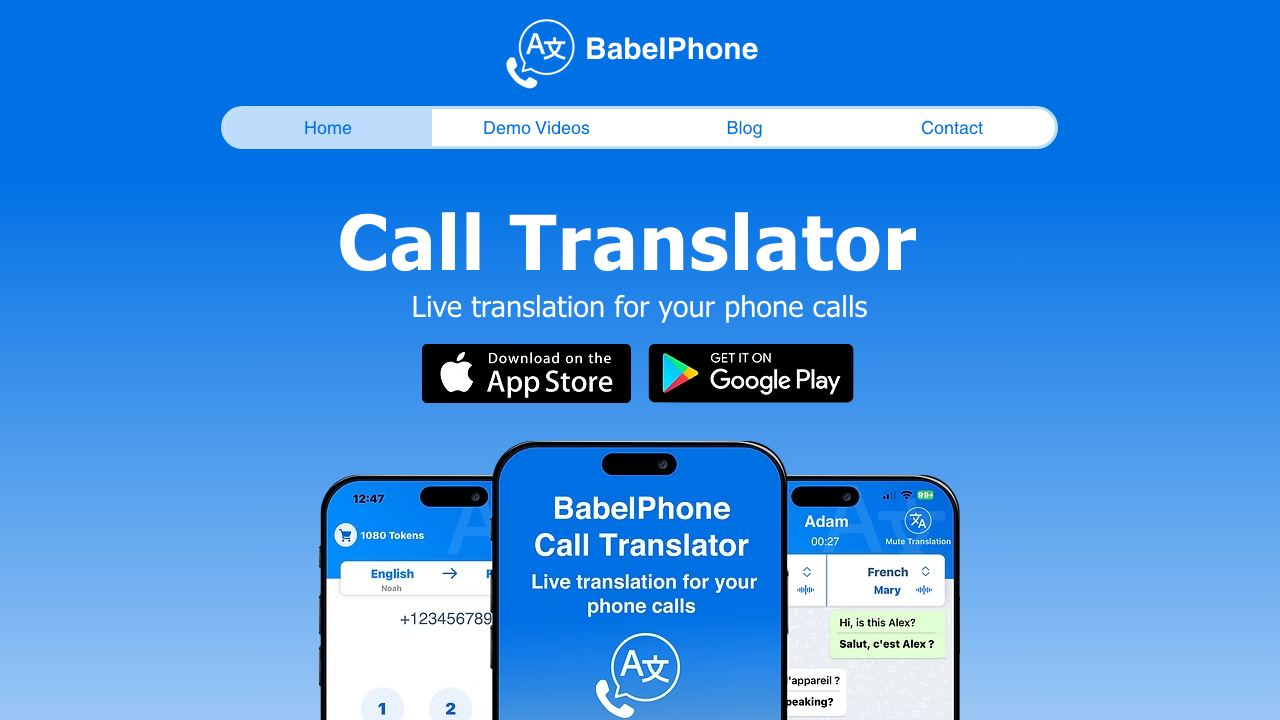 BabelPhone - Call Translator 网站截图