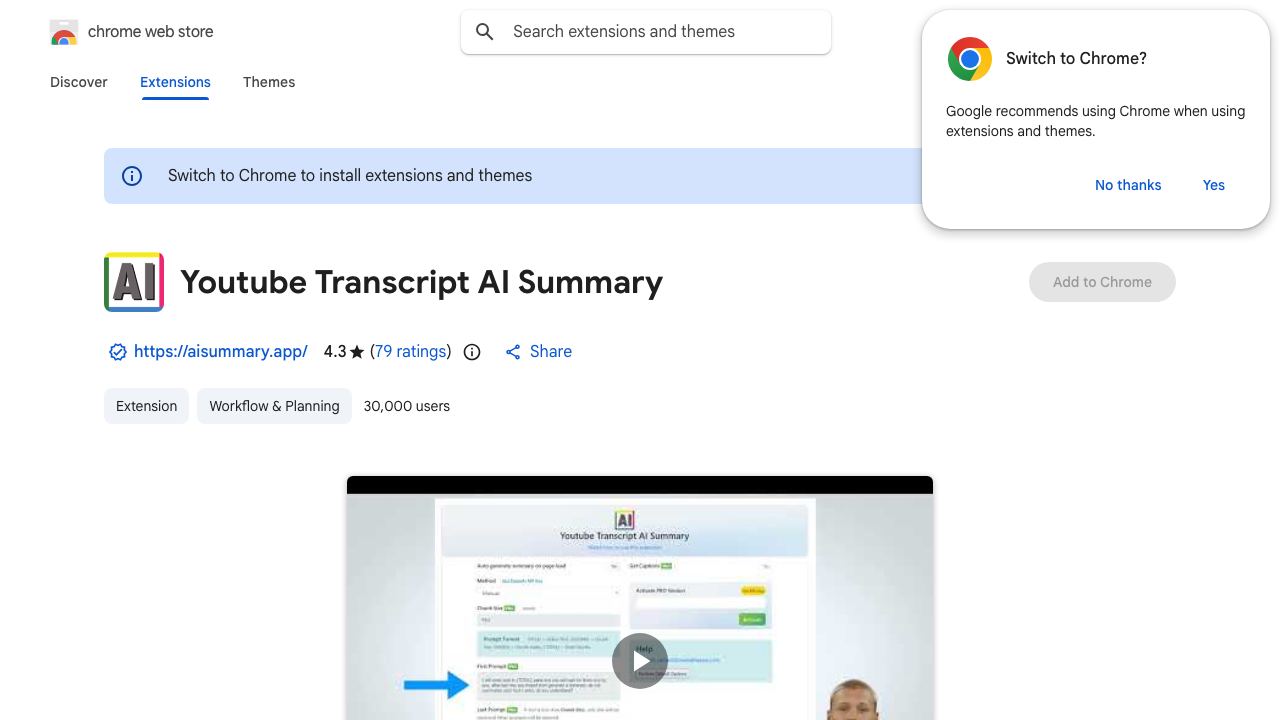 Youtube Transcript AI Summary 网站截图