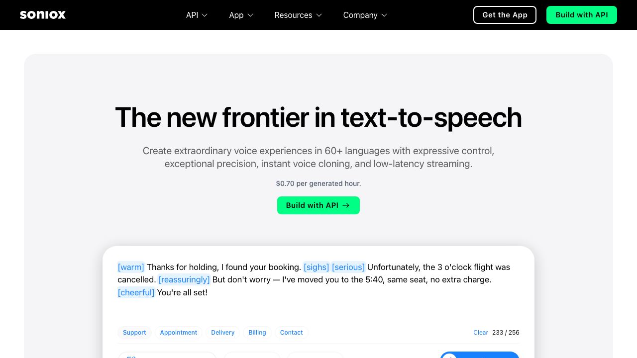 Soniox Text-to-Speech 网站截图