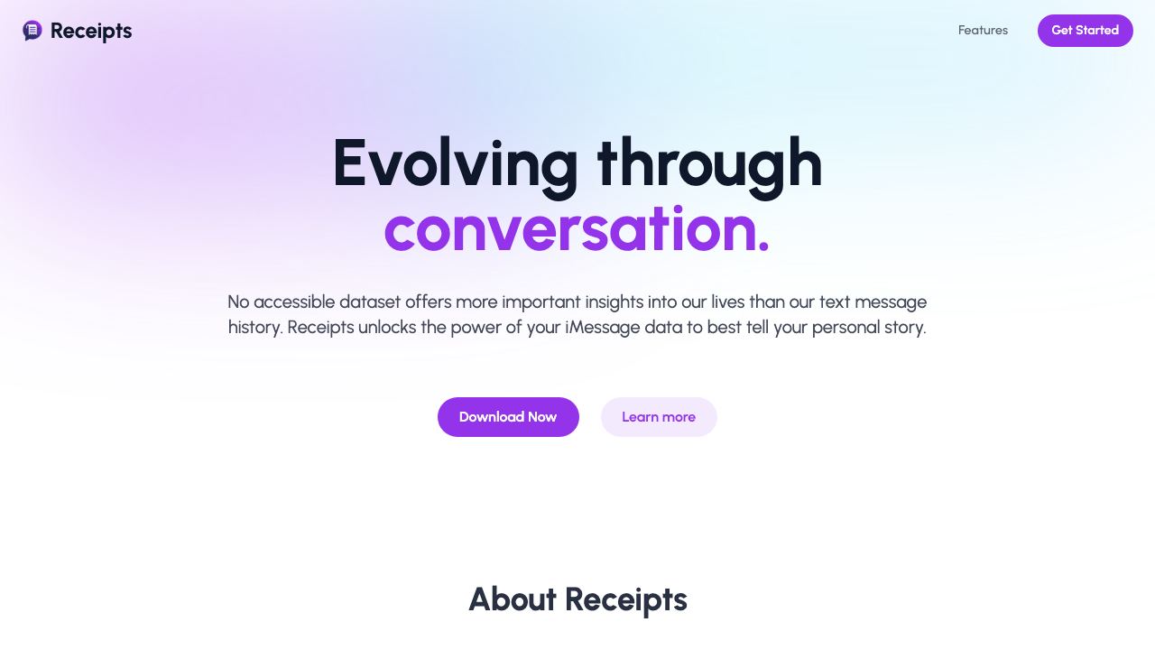 Receipts website screenshot