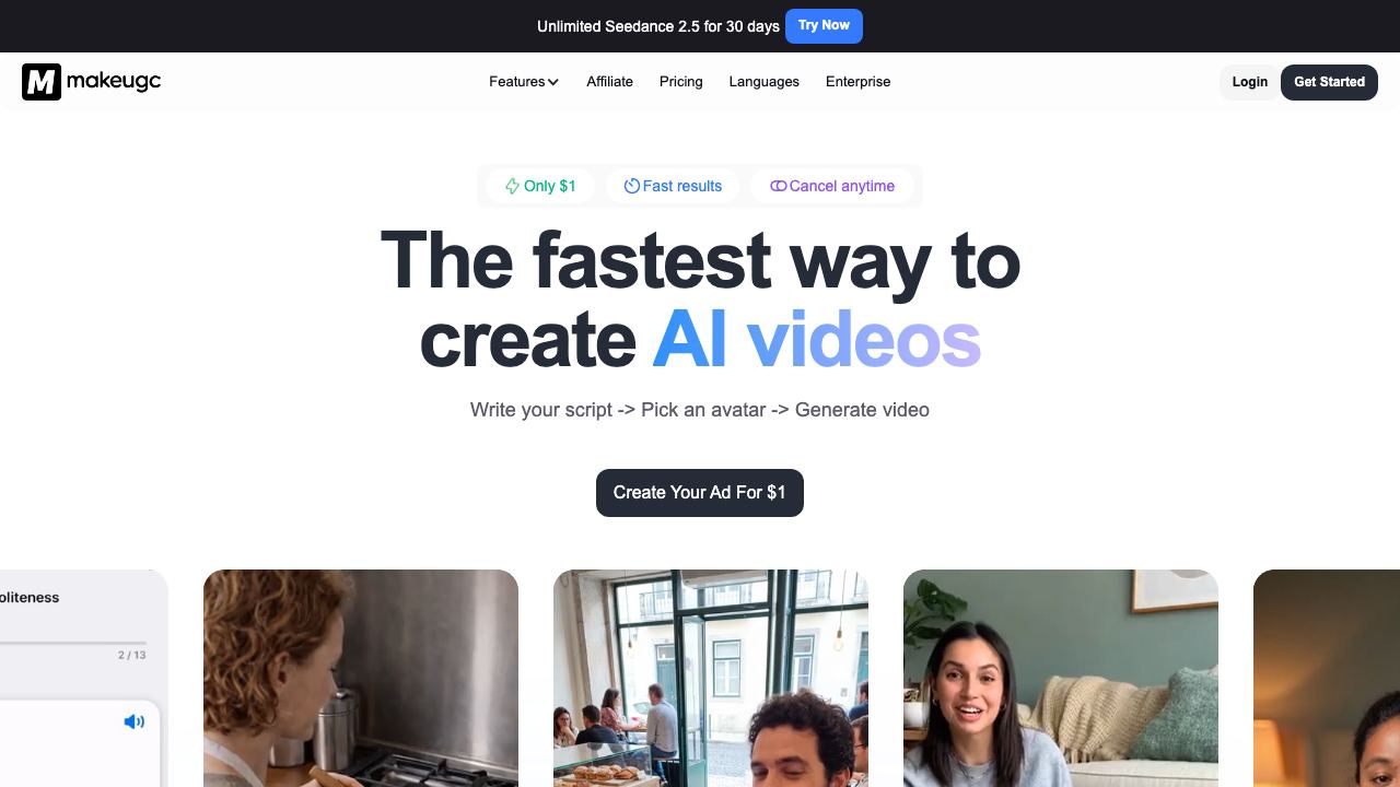 MakeUGC website screenshot