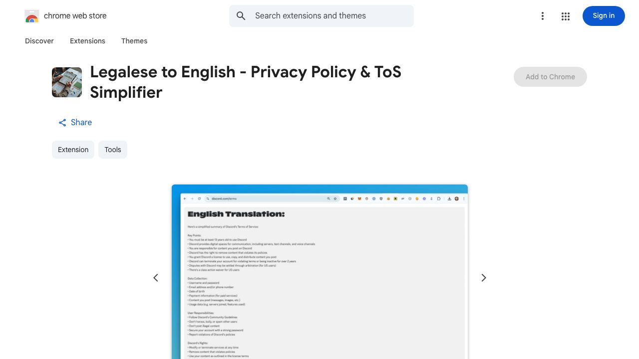 Legalese to English - Privacy Policy & ToS Simplifier 网站截图
