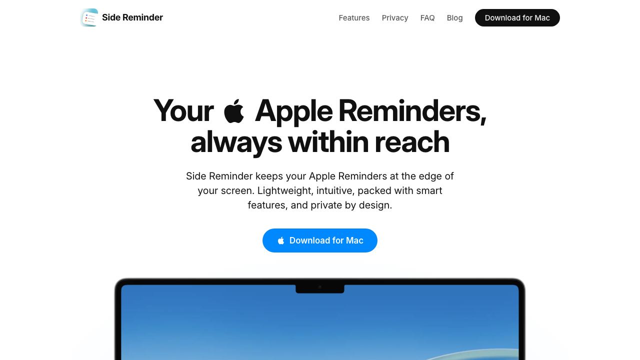 Side Reminder website screenshot