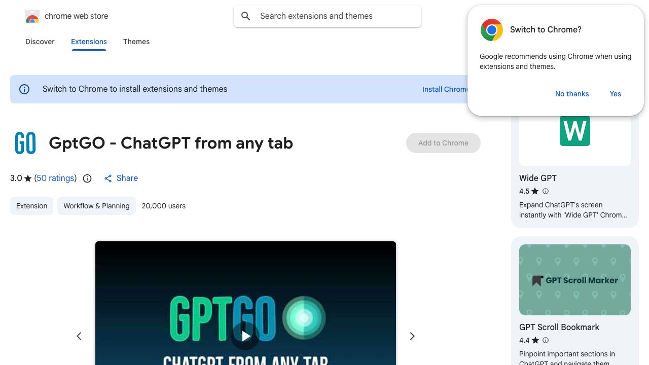 GptGO - ChatGPT from any tab 网站截图