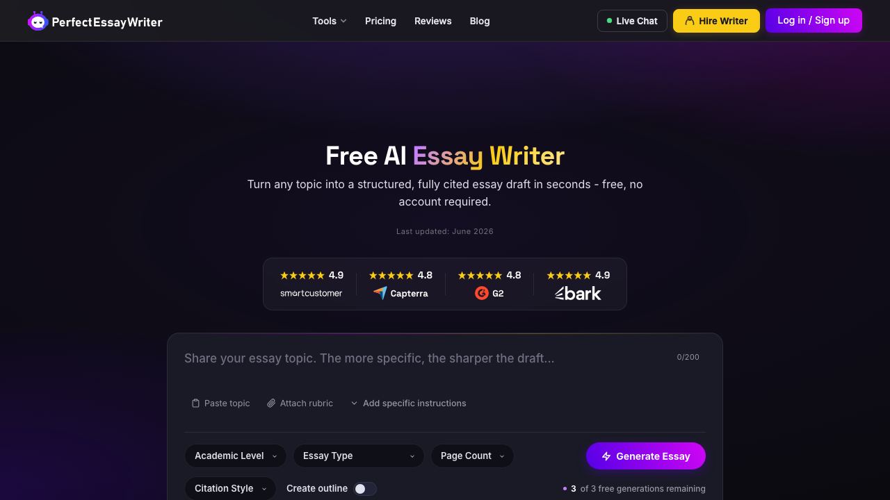 PerfectEssayWriter 网站截图