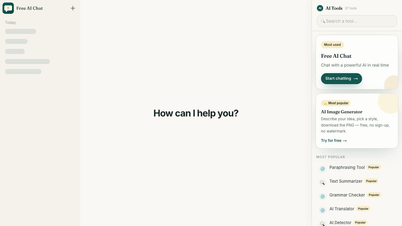Free AI Chat website screenshot