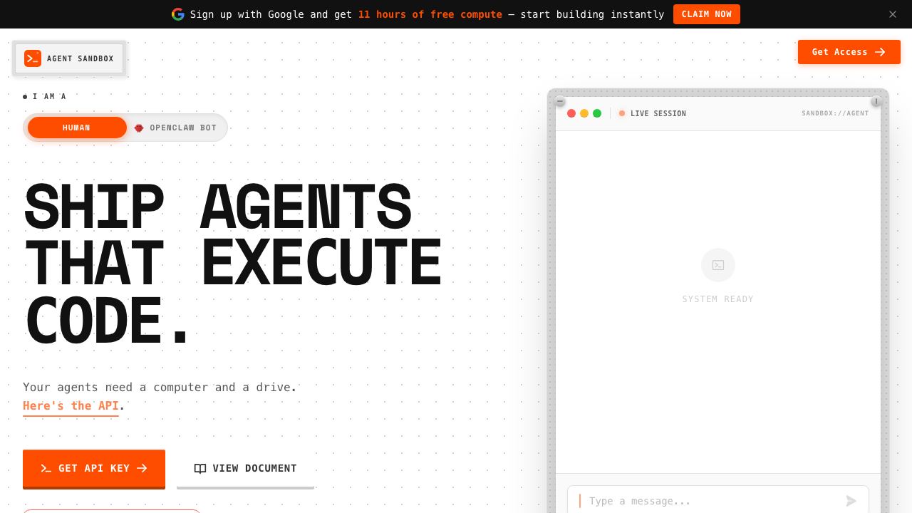 Agent Sandbox 网站截图