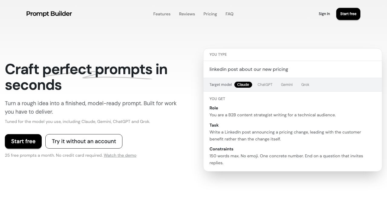 Prompt Builder 网站截图