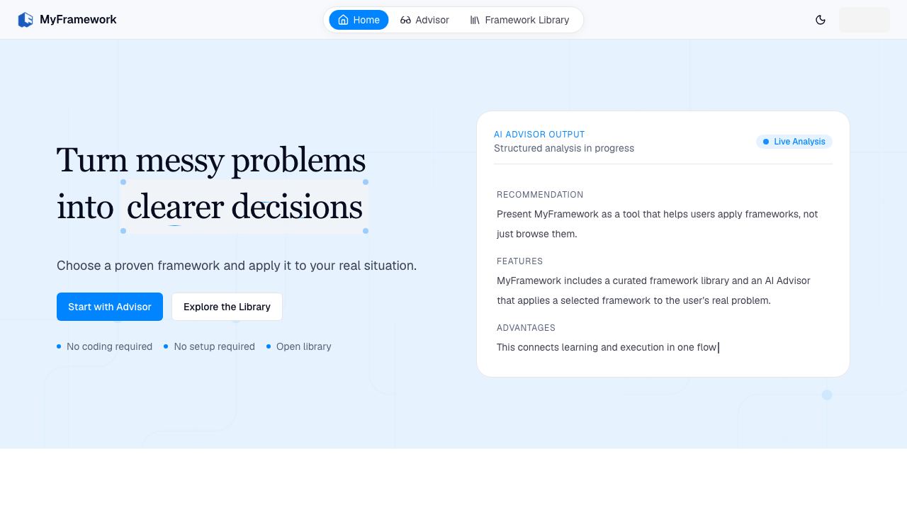 My Framework website screenshot