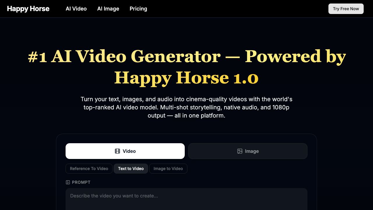 HappHorse AI Video 网站截图