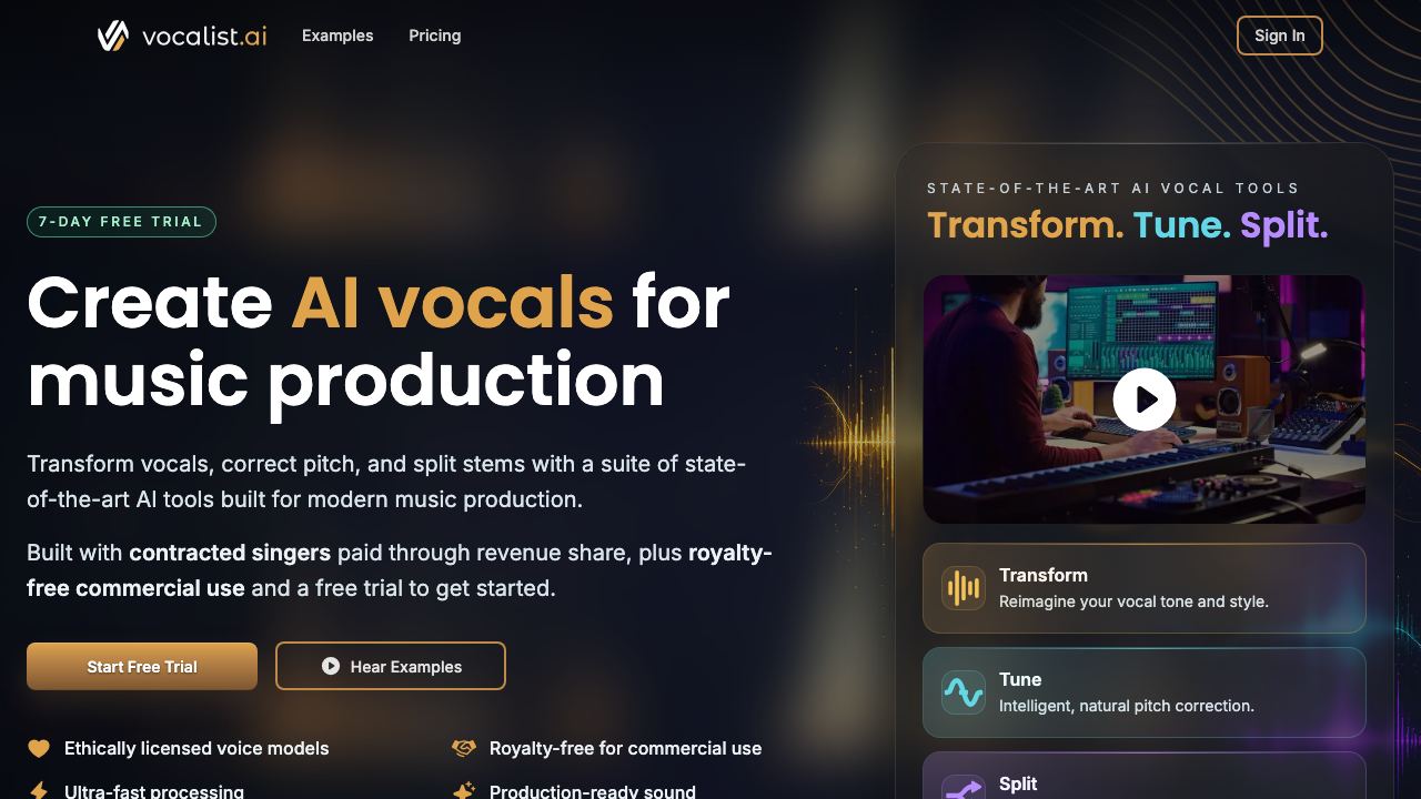 Vocalist.ai 网站截图