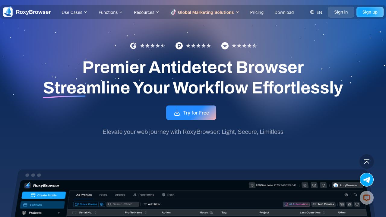 RoxyBrowser 网站截图