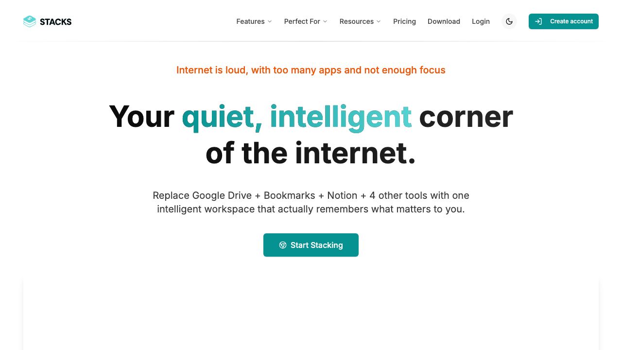 Stacks website screenshot