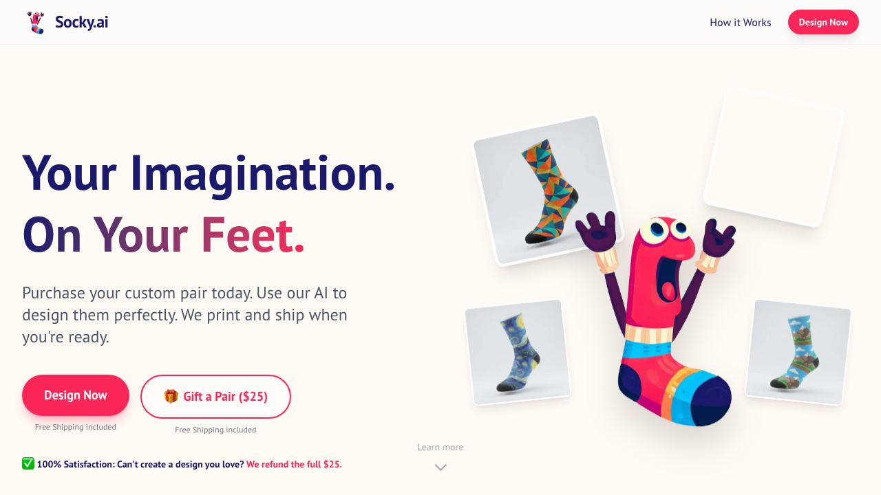 Socky.ai - AI Designed Custom Socks 网站截图
