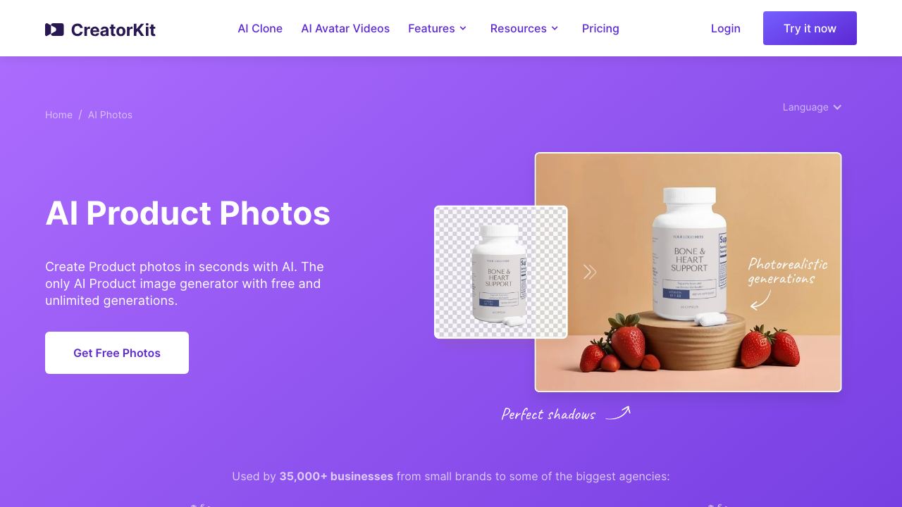 AI Product Photos 网站截图