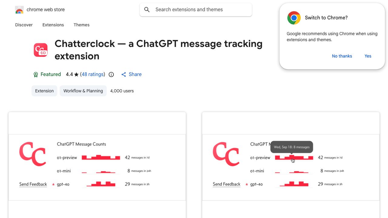 Chatterclock — Track Your GPT-4 Messages 网站截图
