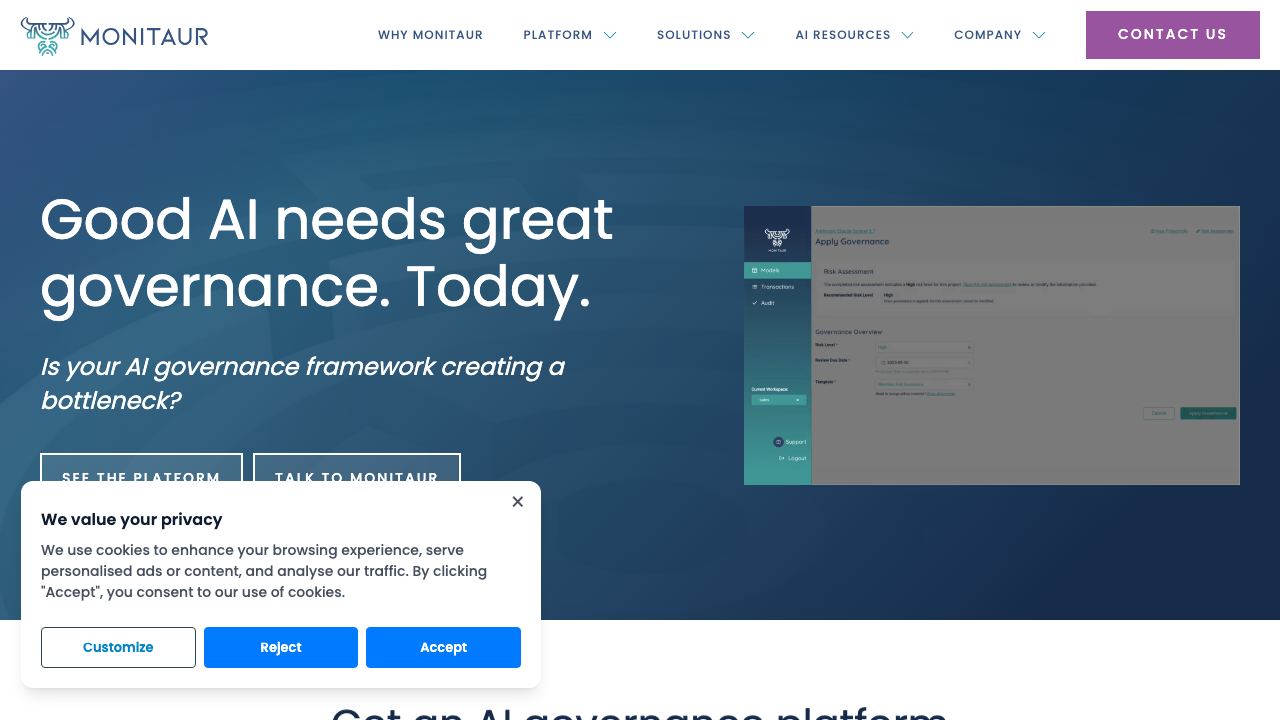 Monitaur website screenshot