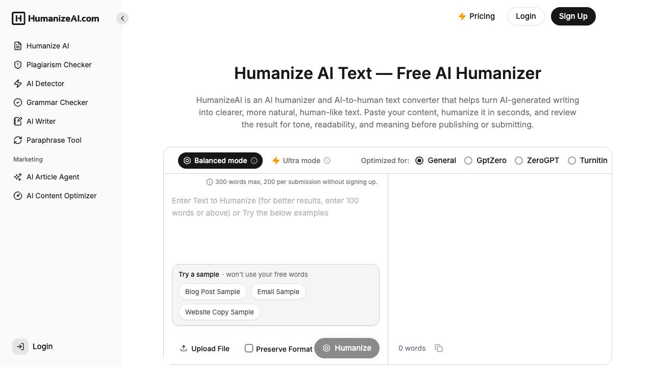 AI Humanize AI 网站截图